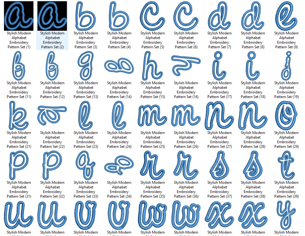 Stylish Modern Alphabet Embroidery Pattern Set