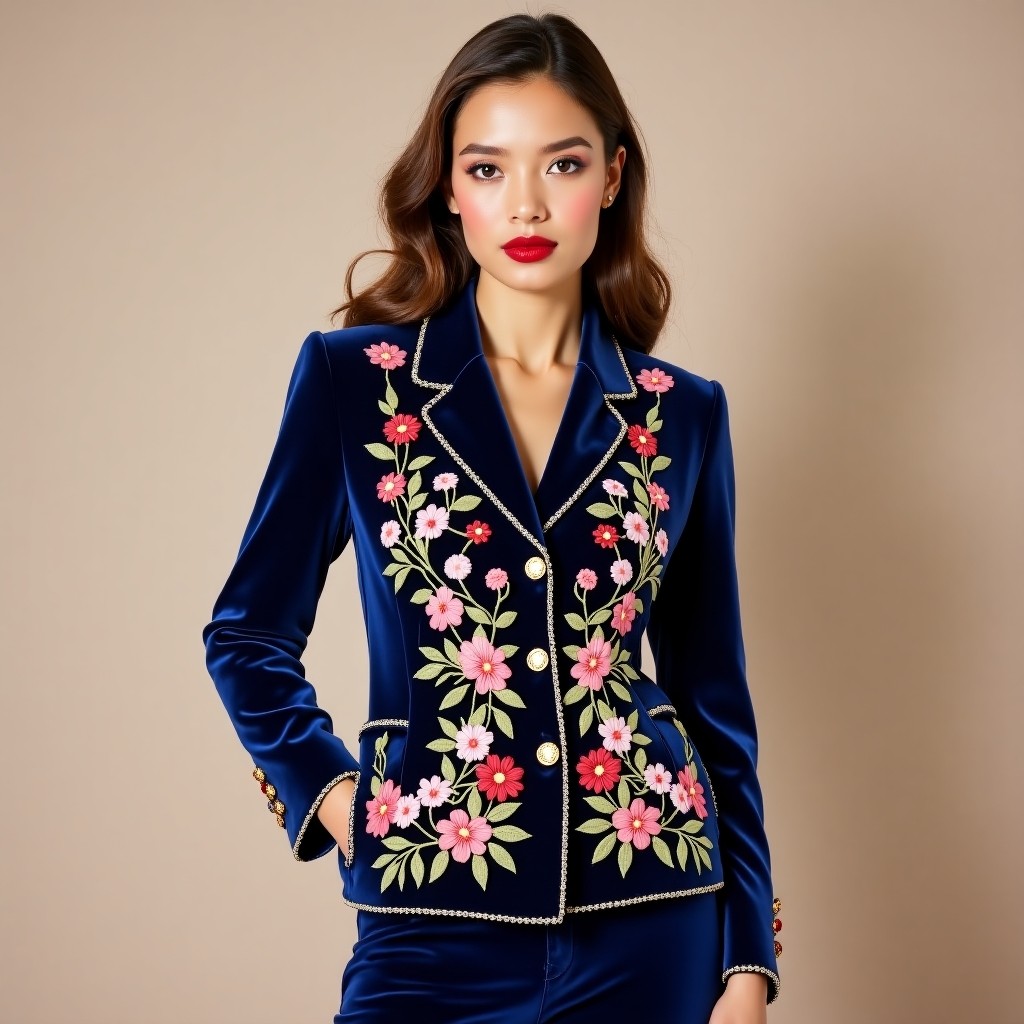 Imperial Rose Embroidered Women's Fashion Coat