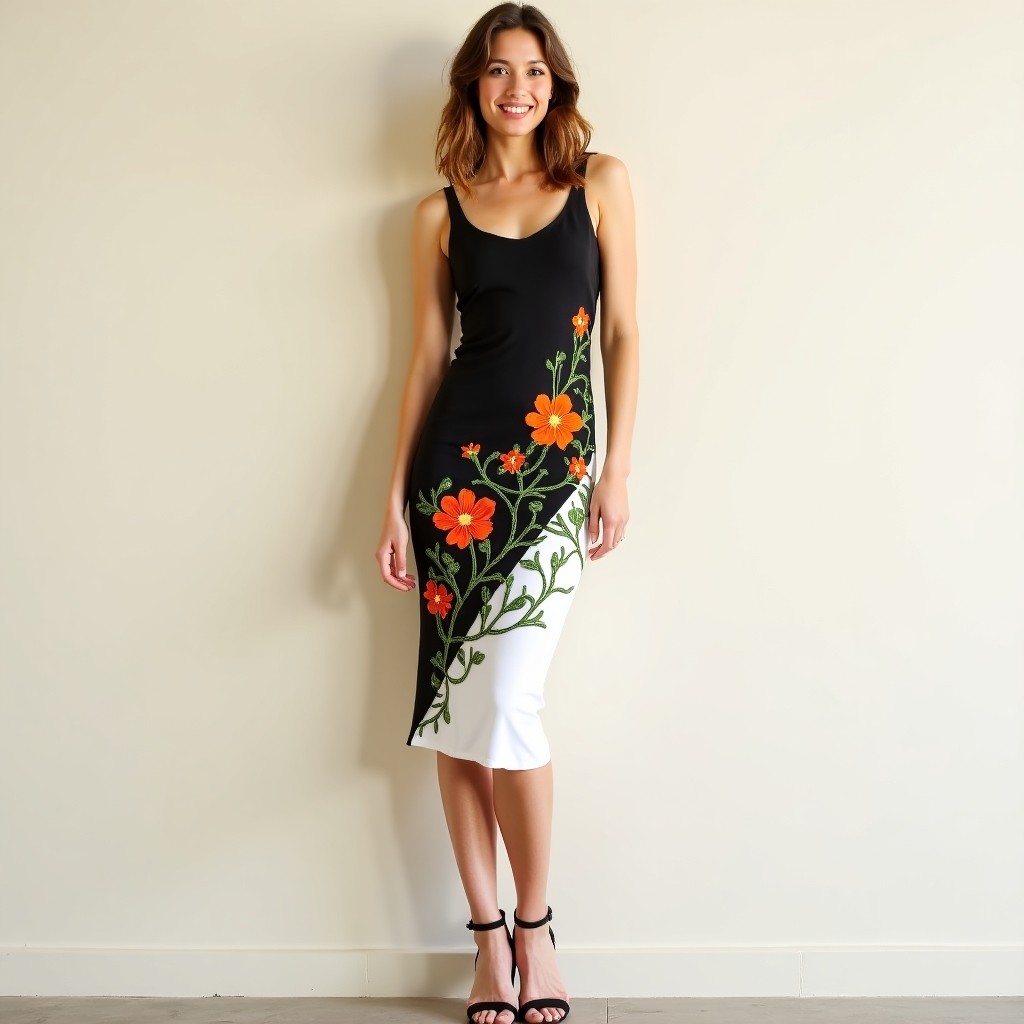 Designer Scarlet Ombre Floral Evening Gown