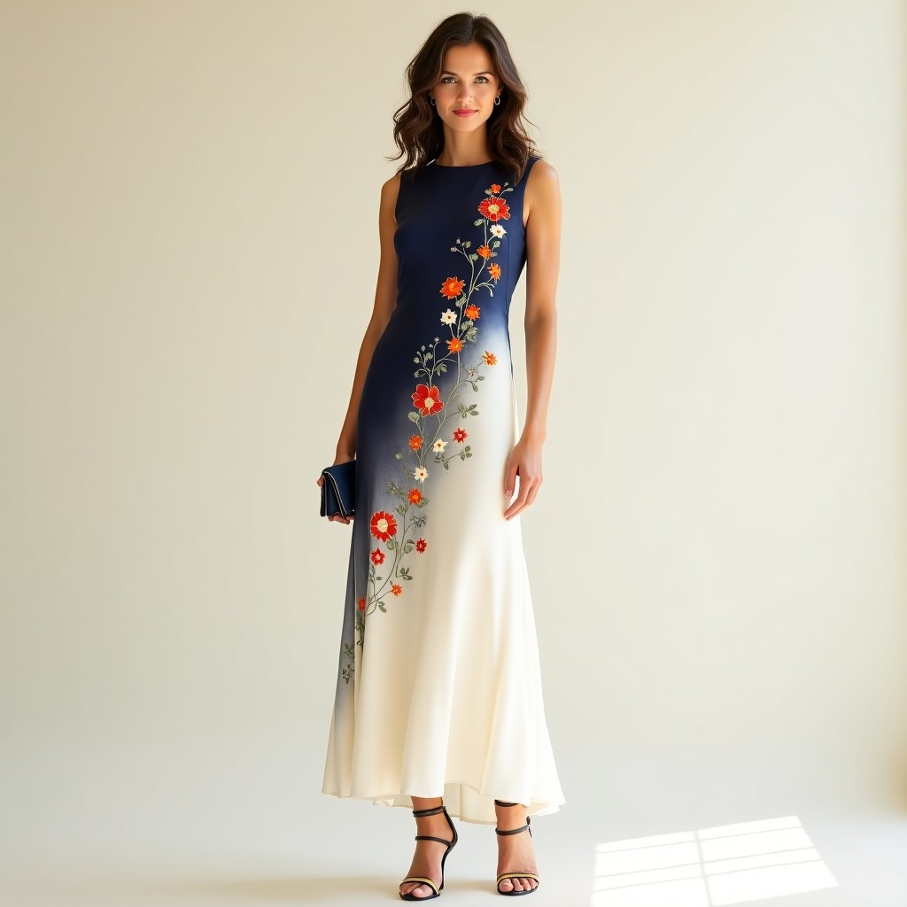 Designer Golden Garden Embroidery Couture Dress