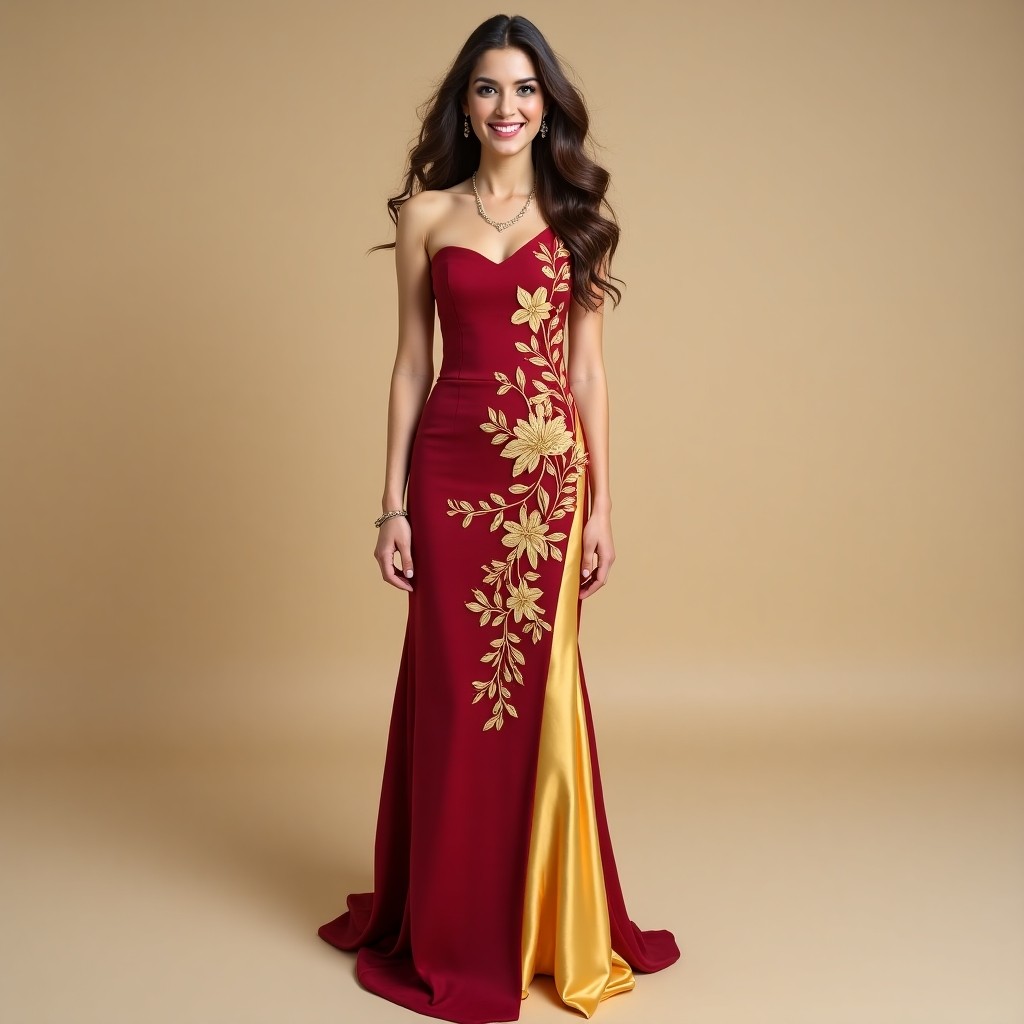 Prestige Crimson Rose Sleeveless Designer Gown