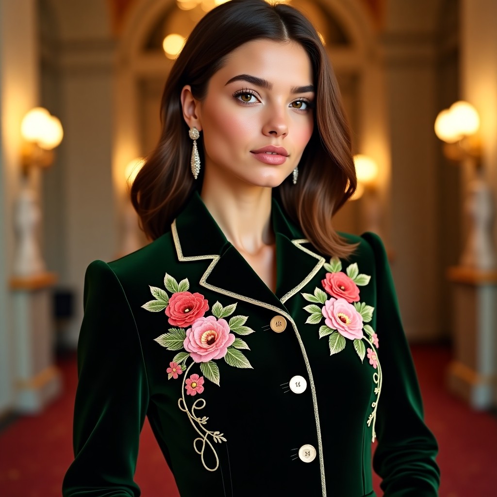 Diamond Signature Royal Orchid Floral Embroidered Executive Blazer