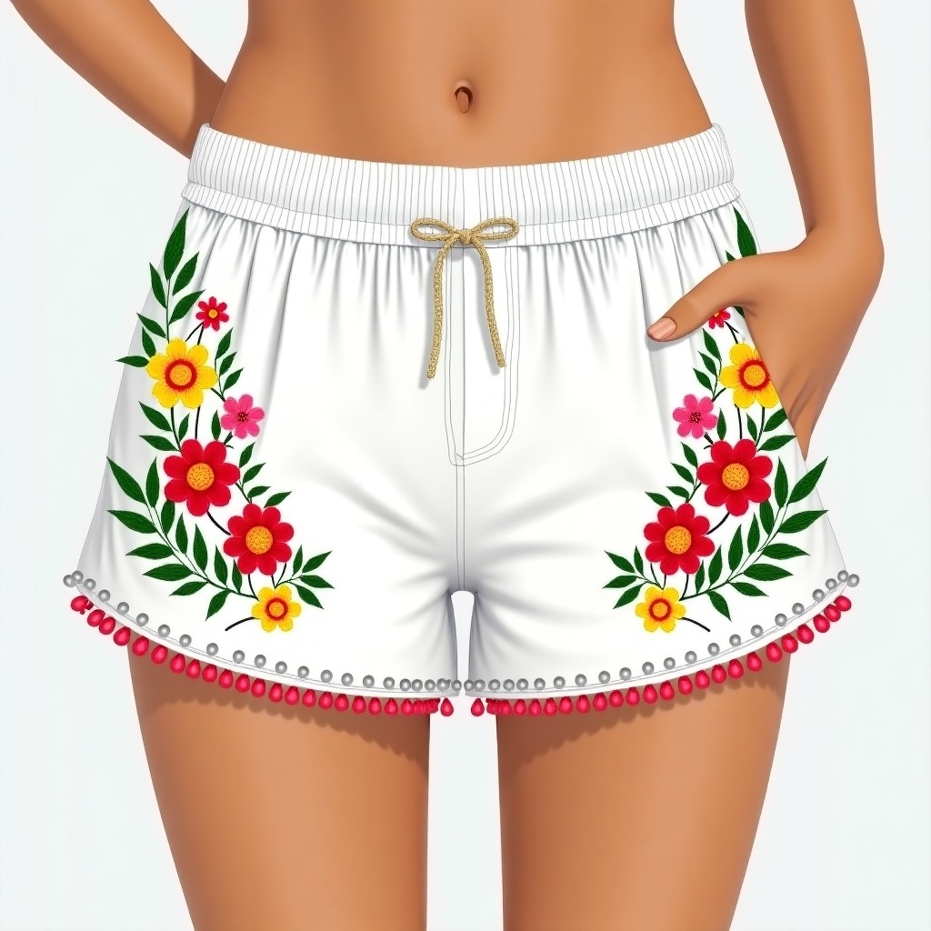 Royal Garden Elegance Embroidered Women's Premium Shorts