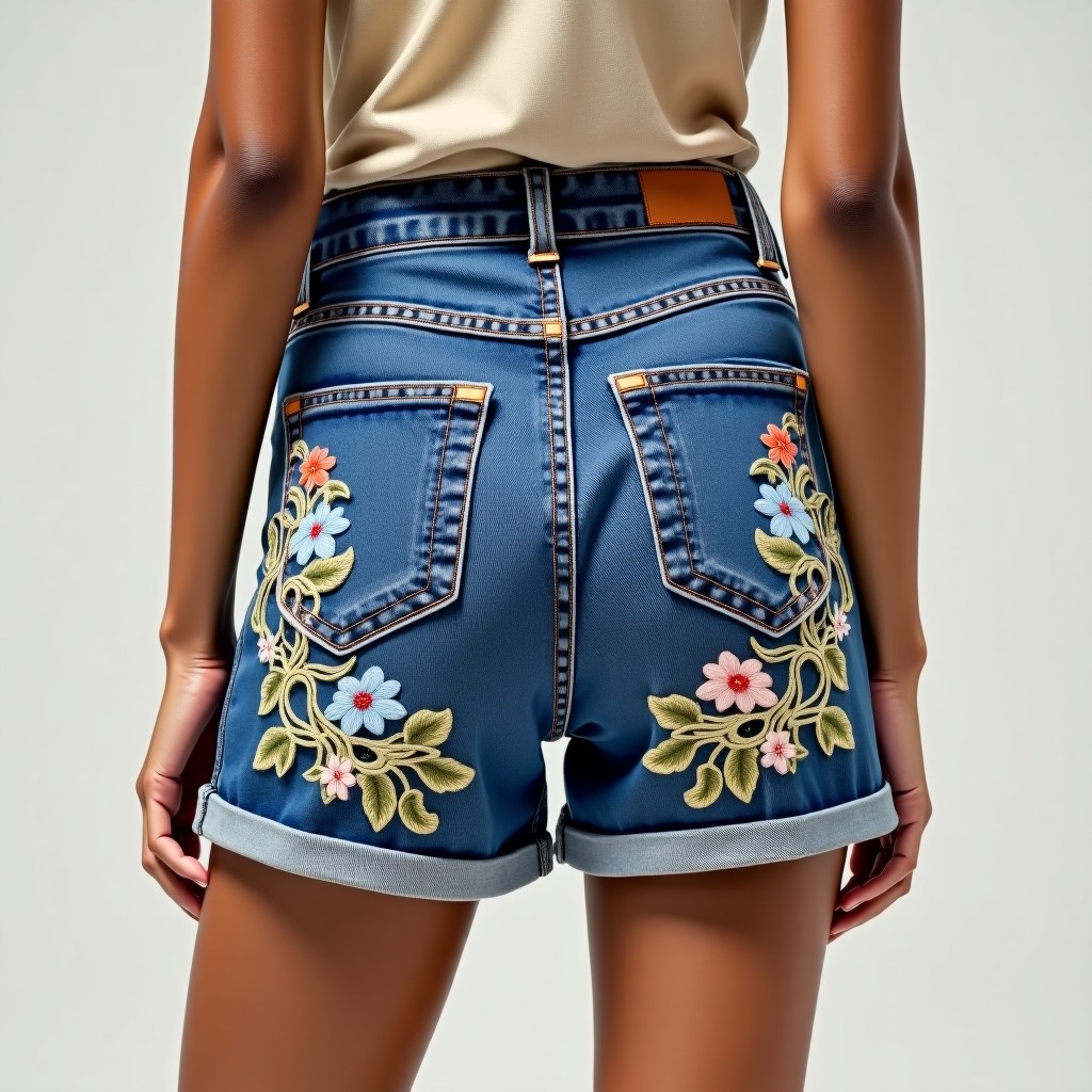 Grand Botanical Elegance Embroidered Summer Shorts