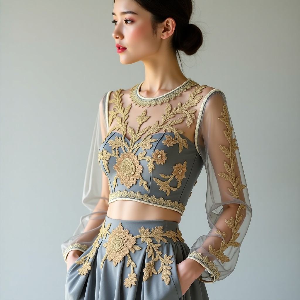 Grand Botanical Heritage Embroidered Premium Co-Ord