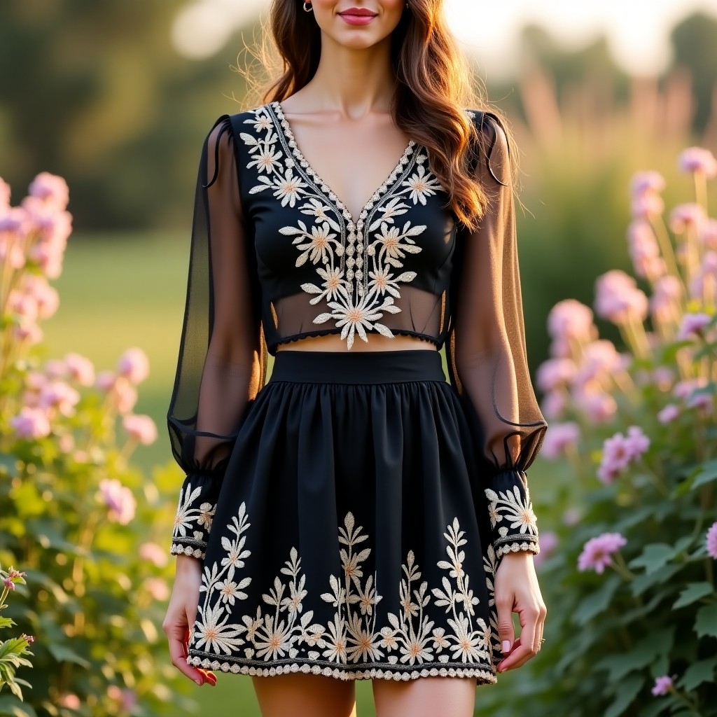 Imperial Ivory Rose Embroidered Women's Luxury Outfit