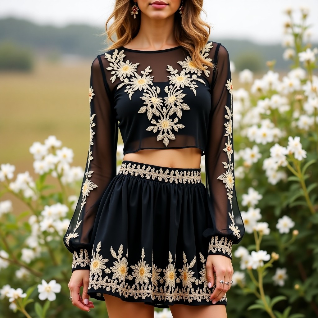 Elite Rose Garden Embroidered Women's Couture Set