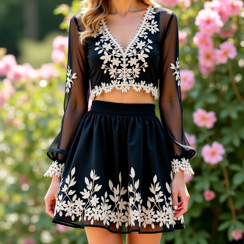 Designer Botanical Elegance Embroidered Luxury Co-Ord Set