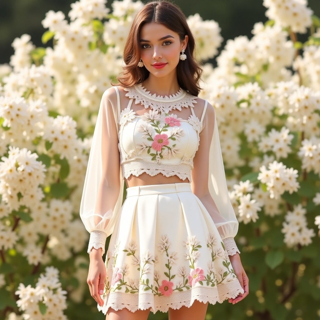 Imperial Floral Garden Embroidered Women's Premium Outfit