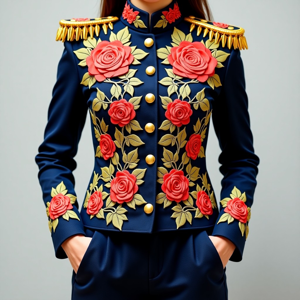 Imperial Blossom Military Embroidered Women's Jacket