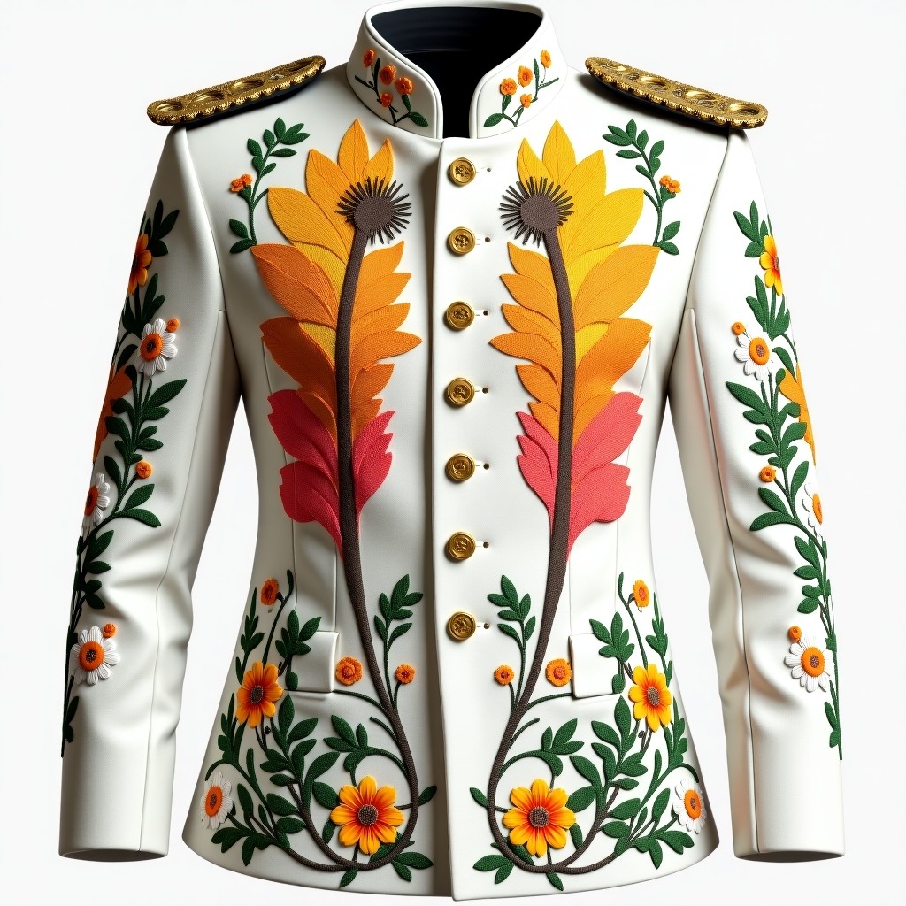 Golden Daisy Military Embroidered Women's Jacket
