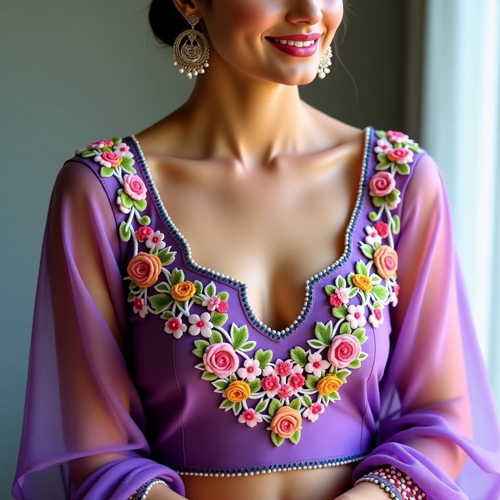 AI Floral Majesty Women's Designer Blouse