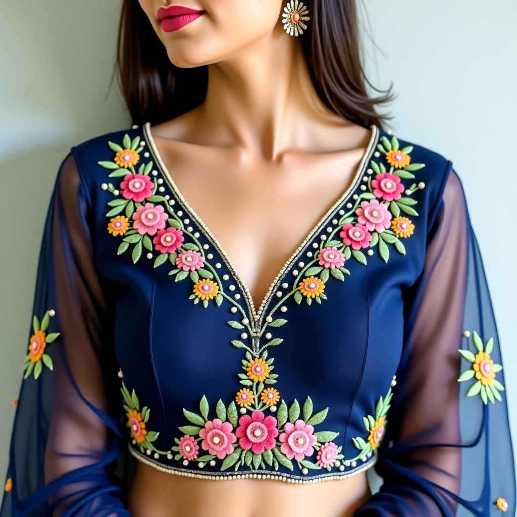 AI Luxe Floral Statement Blouse