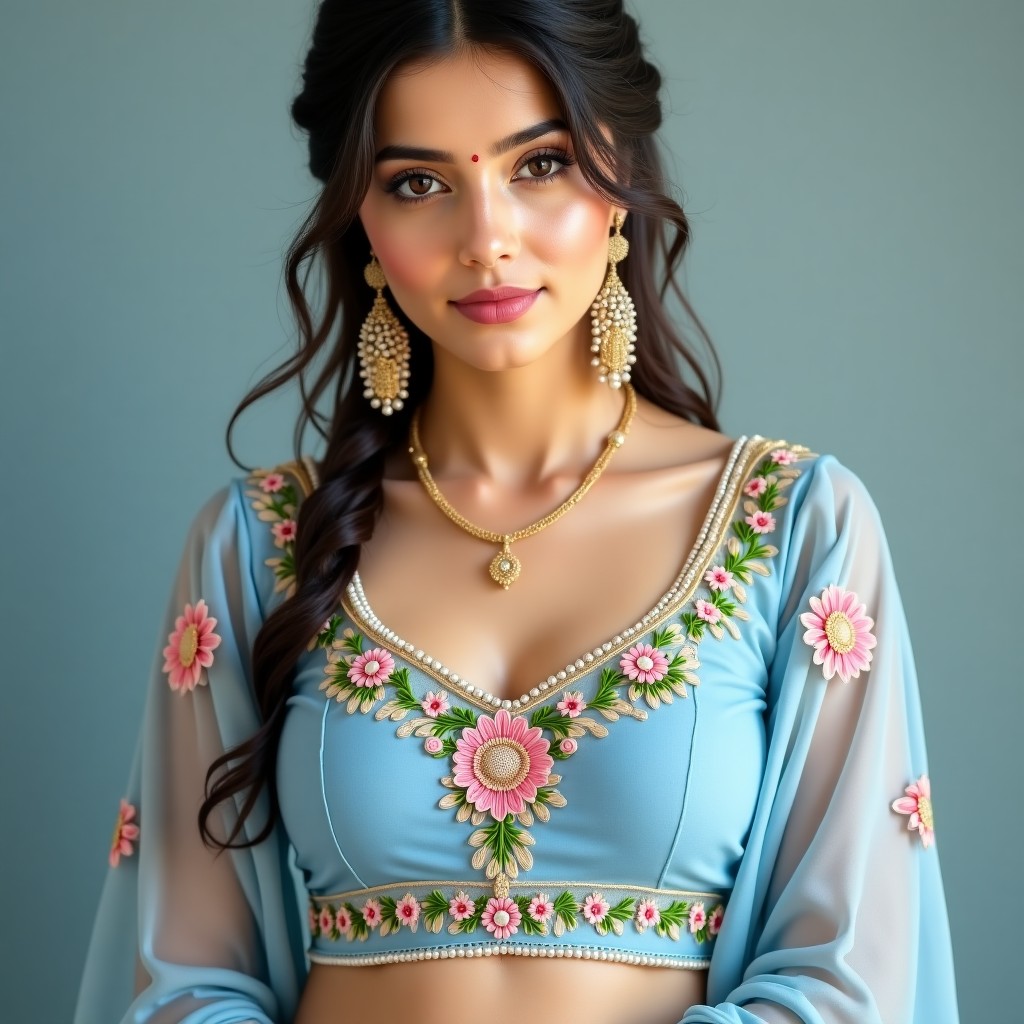 AI Golden Petal Women's Designer Blouse