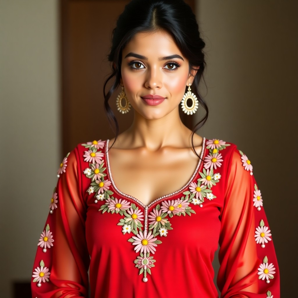 Luxury Botanical Frame Neckline Design