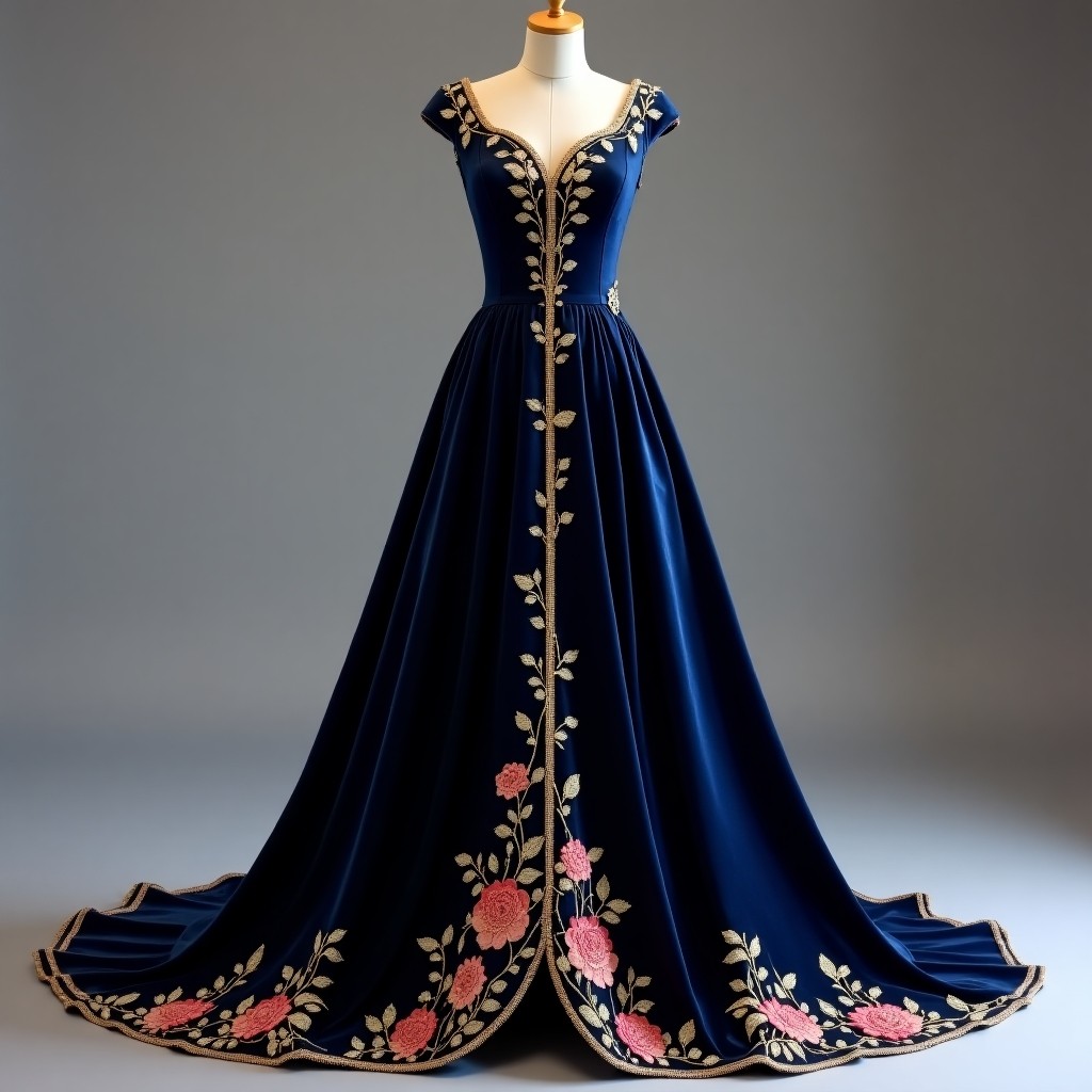 Burgundy Floral Majesty Ball Gown