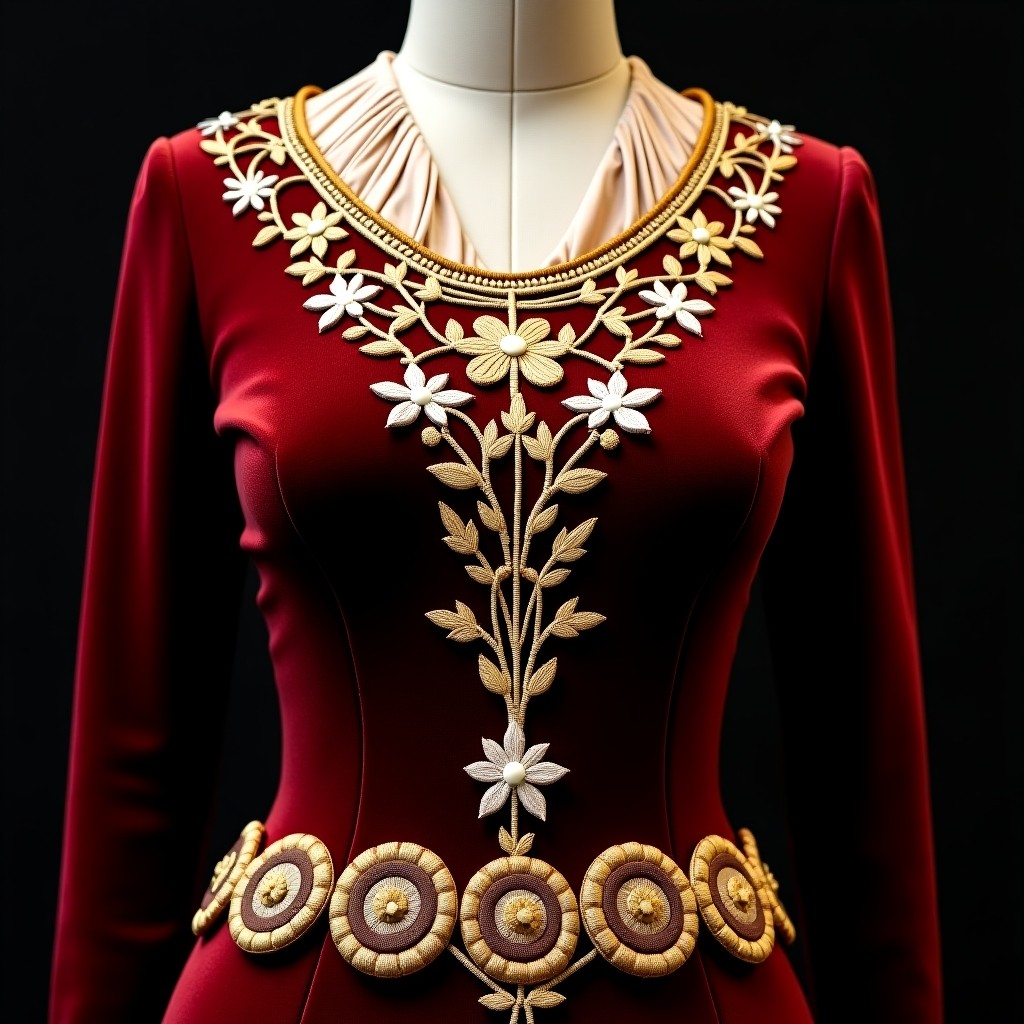 European Rose Court Embroidered Dress