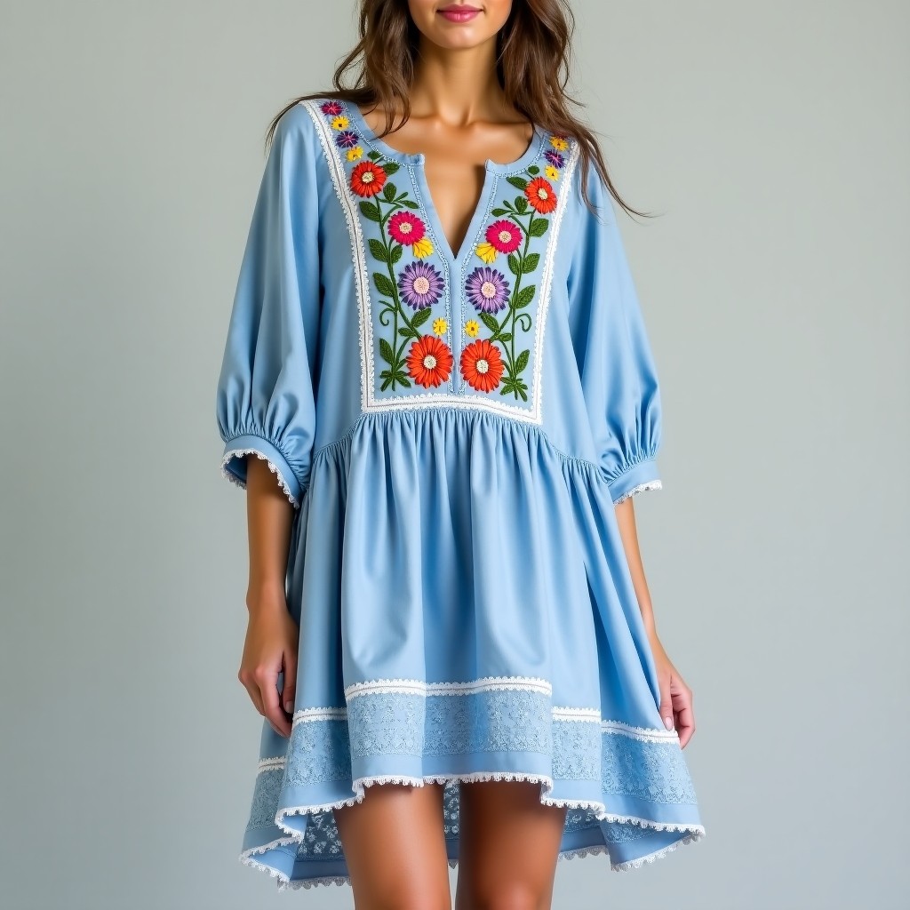 Bohemian Bloom Embroidered Fashion Dress
