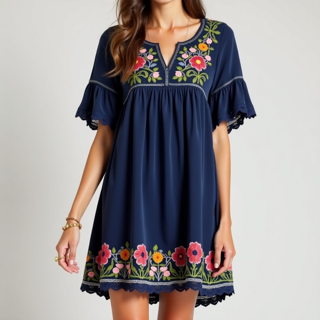 Bohemian Floral Story Embroidery Dress