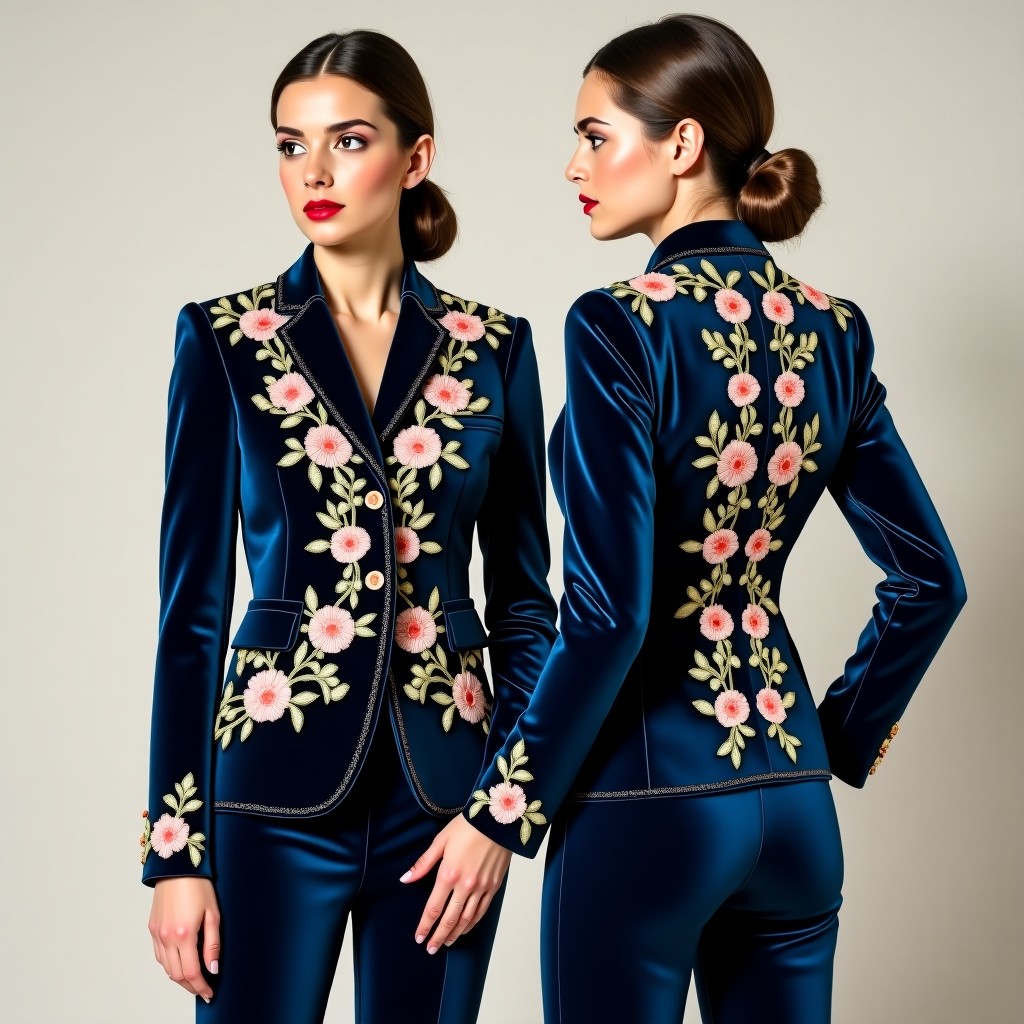 Elegant Botanical Panel Blazer