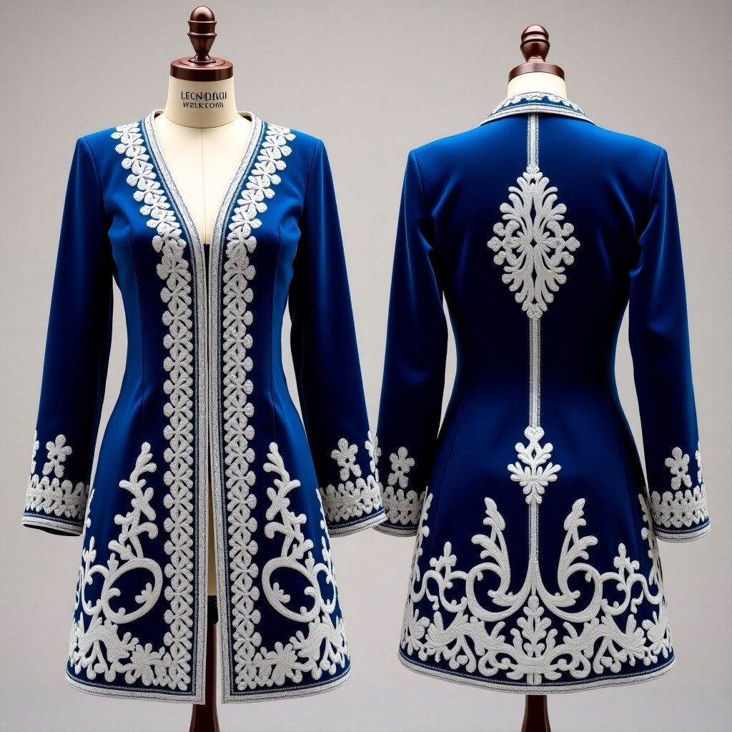 Ornamental Vine Embroidered Tailored Jacket