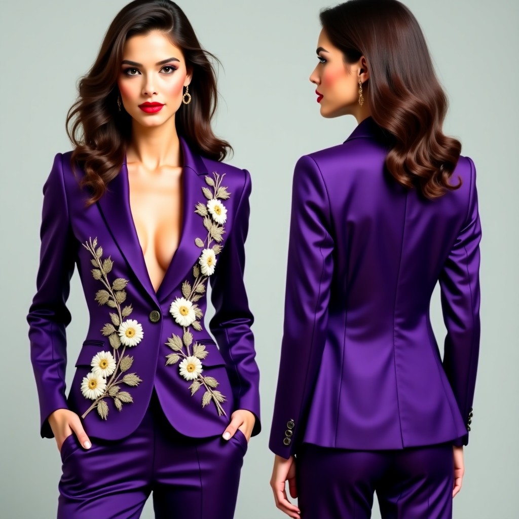 Refined Botanical Motif Jacket