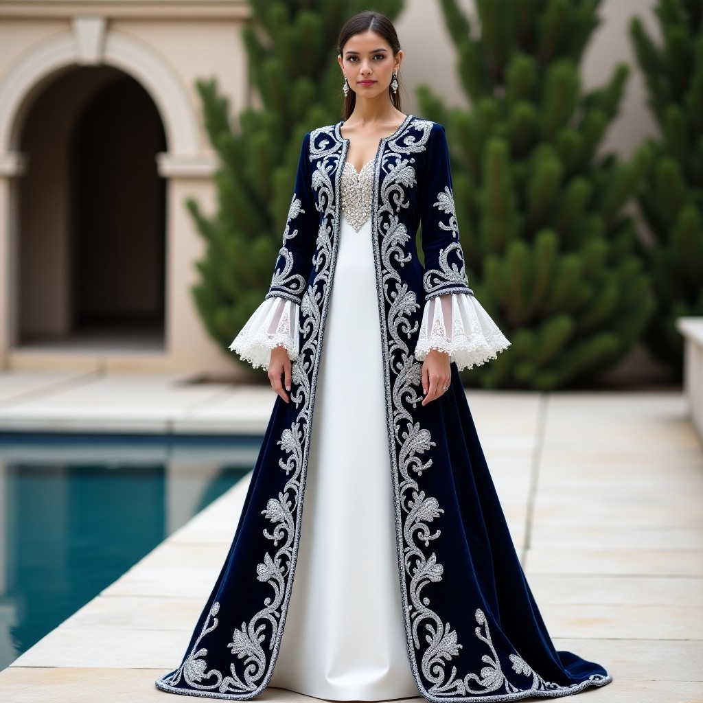 Elegant Moroccan Heritage Embroidered Frock