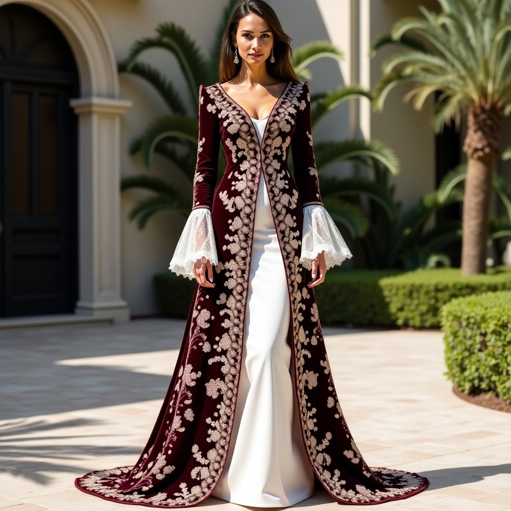 Regal Moroccan Scroll Blossom Gown