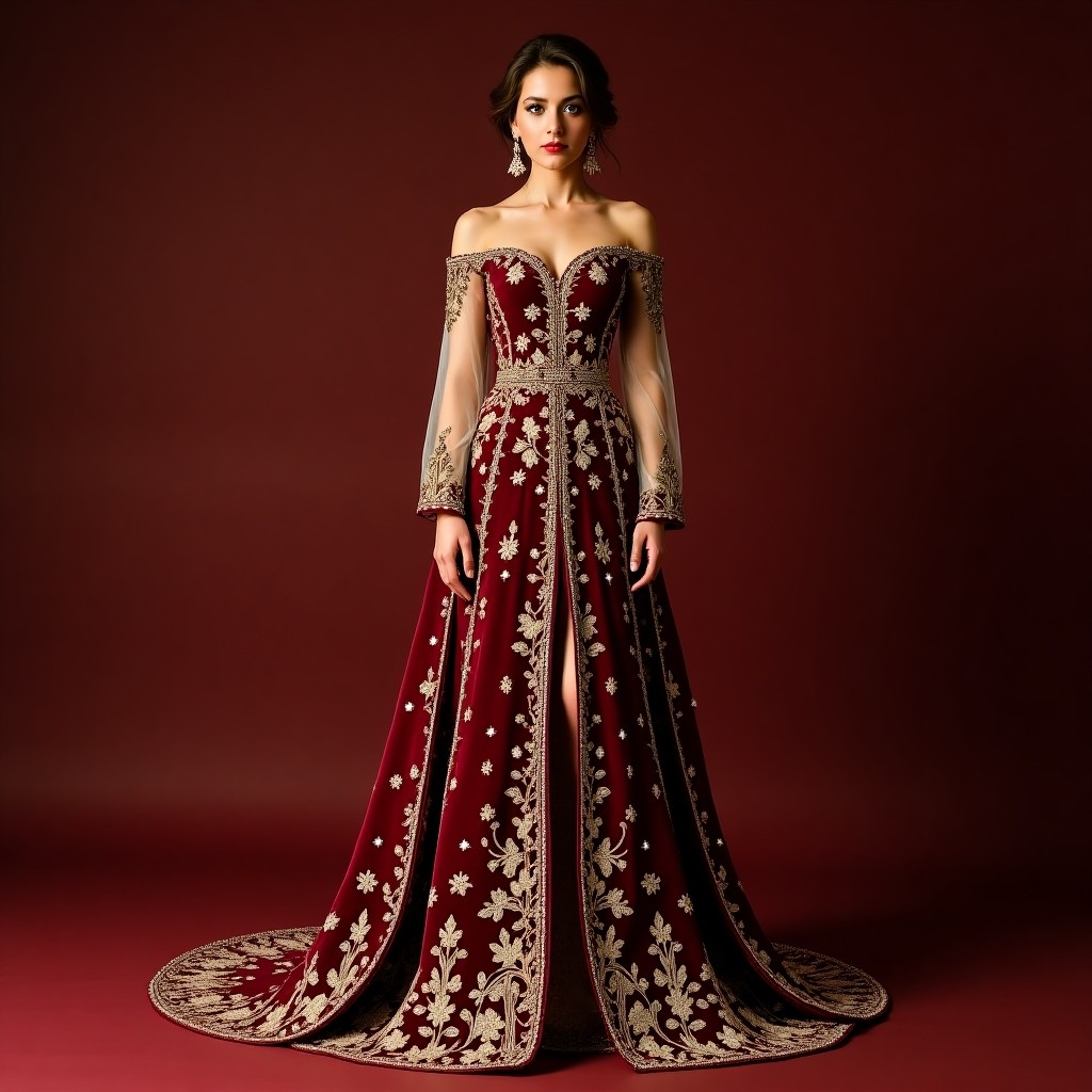 Sophisticated Macedonian Floral Motif Dress