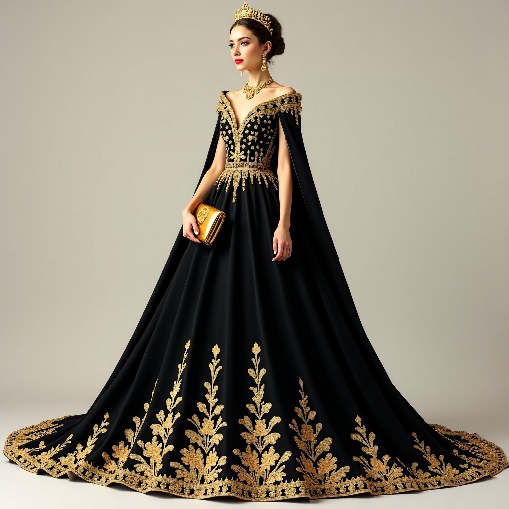 Majestic Macedonian Ornamental Floral Dress