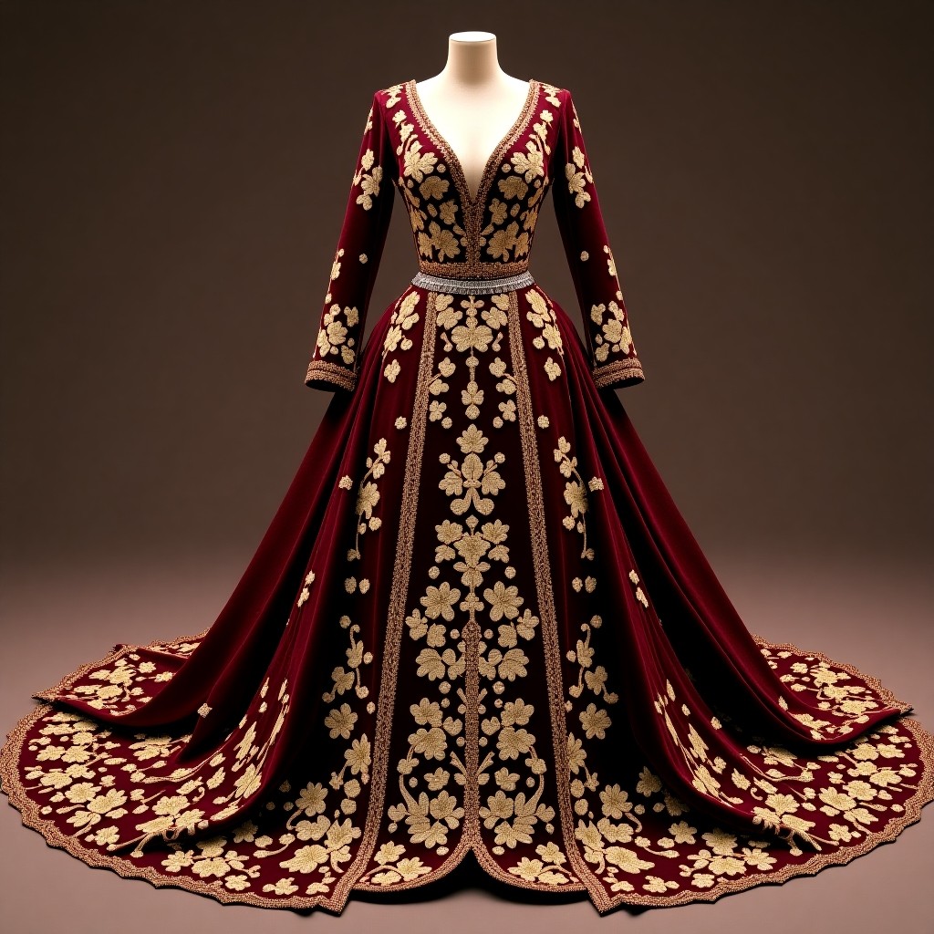 Royal Floral Majesty Embroidered Ball Gown