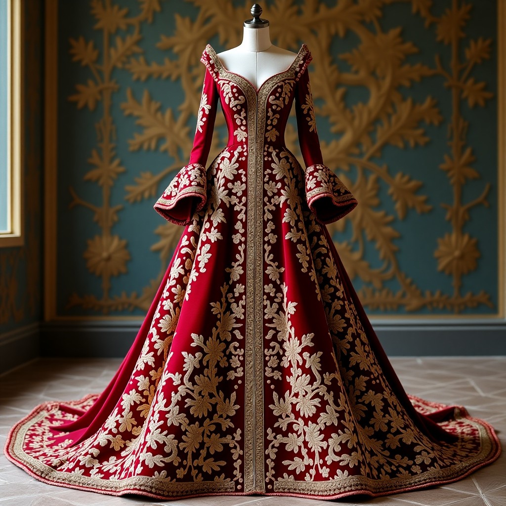 Luxury Baroque Blossom Embroidered Ball Gown