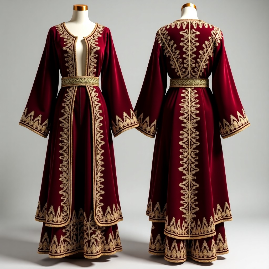 Women's Long Jacket with Intricate Floral Medallions