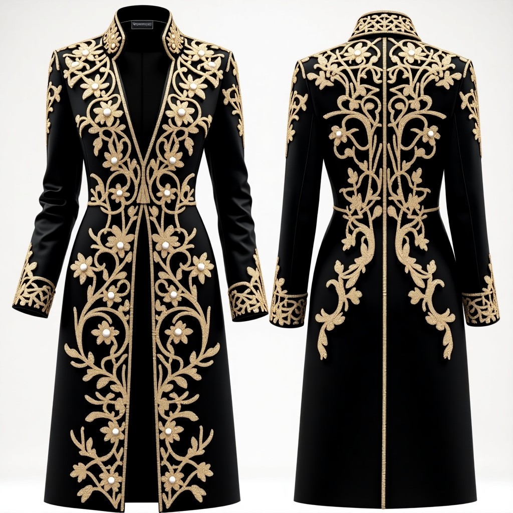 Women's Premium Jacket with Intricate Floral Borders