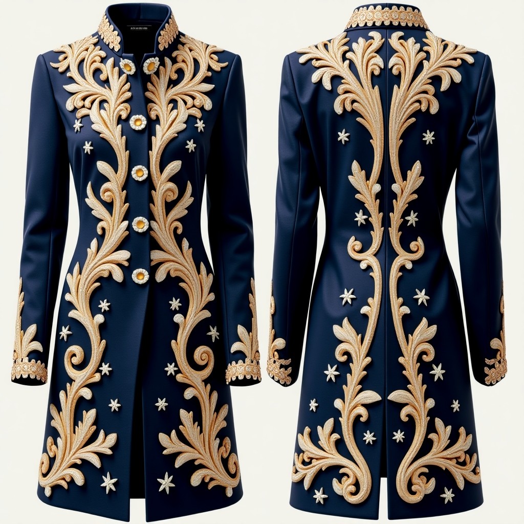 Women's Elegant Jacket with Intricate Vine Borders